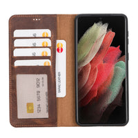 Liluri Samsung Galaxy S21 Plus Deri Cüzdanlı Kılıf