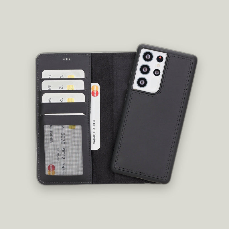 Liluri Samsung Galaxy S21 Ultra Deri Ayrılabilir Cüzdanlı Kılıf