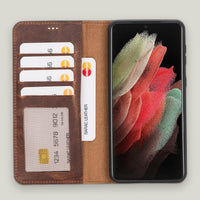 Liluri Samsung Galaxy S21 Plus Deri Cüzdanlı Kılıf